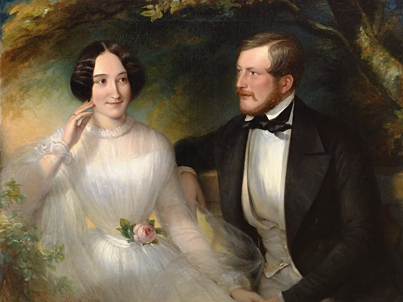 1808-Eduard von Heuss - Ritratto e ritratto nuziale di Eugen e Francisca Kraetzer-Roeder